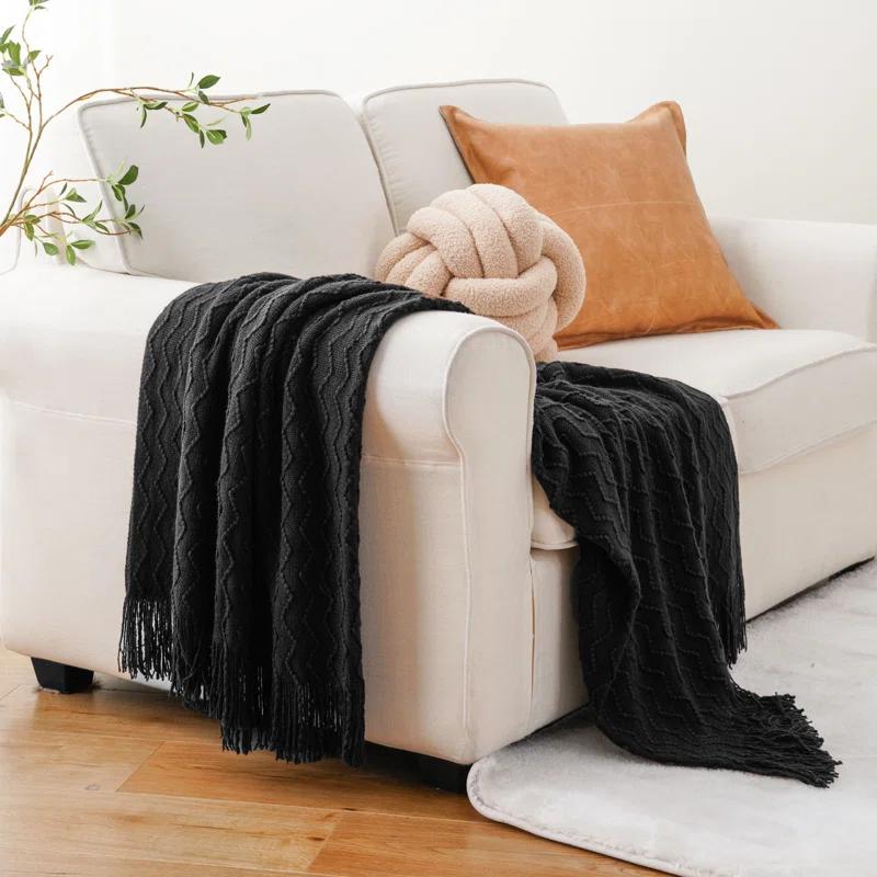 Battilo Home Throw Blanket for Couch, Textured Soft Throw Blankets, Decorative Knitted Blanket for Home Living Room Decor, 50"x60" | Wayfair