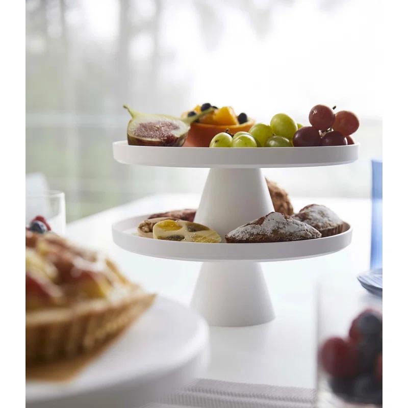 Yamazaki Home Yamazaki Home Plastic 9" Round, Stackable Cake And Dessert Stand, Plastic, Stackable