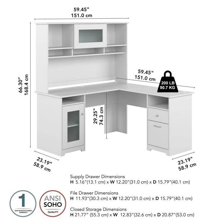 Inbox Zero Ozro L-Shaped Executive Desk
