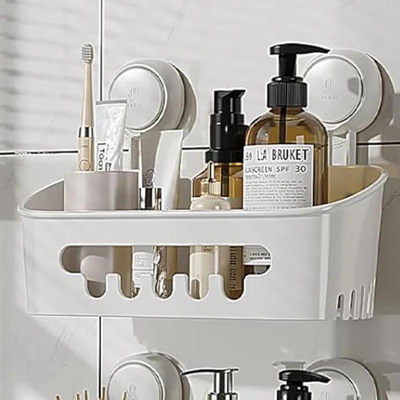 Rebrilliant Shower Caddy Suction Cup 2 Pack,Removable Shelves,Wall Mounted for Bathroom Accessories,White