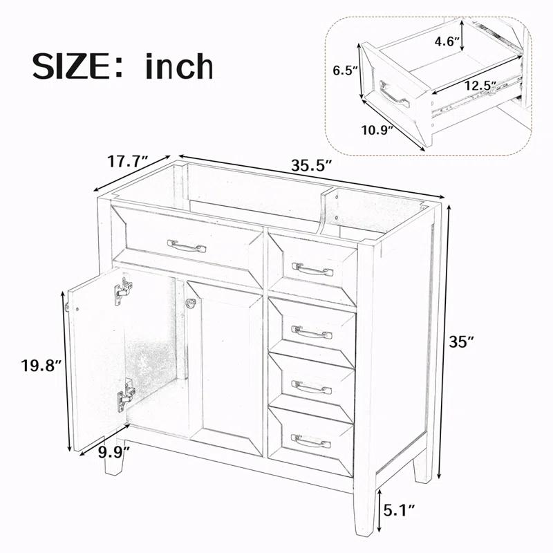 Winston Porter Shaynia 35.5 Single Bathroom Vanity Base Only