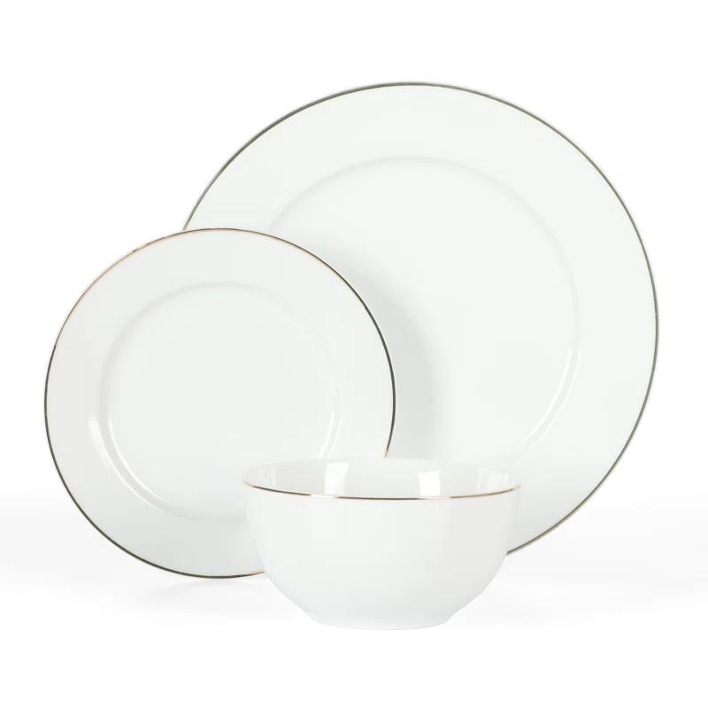 Martha Stewart Martha Stewart Gracie Lane High Fired Porcelain Plates and Bowls Set White w/ Gold Band