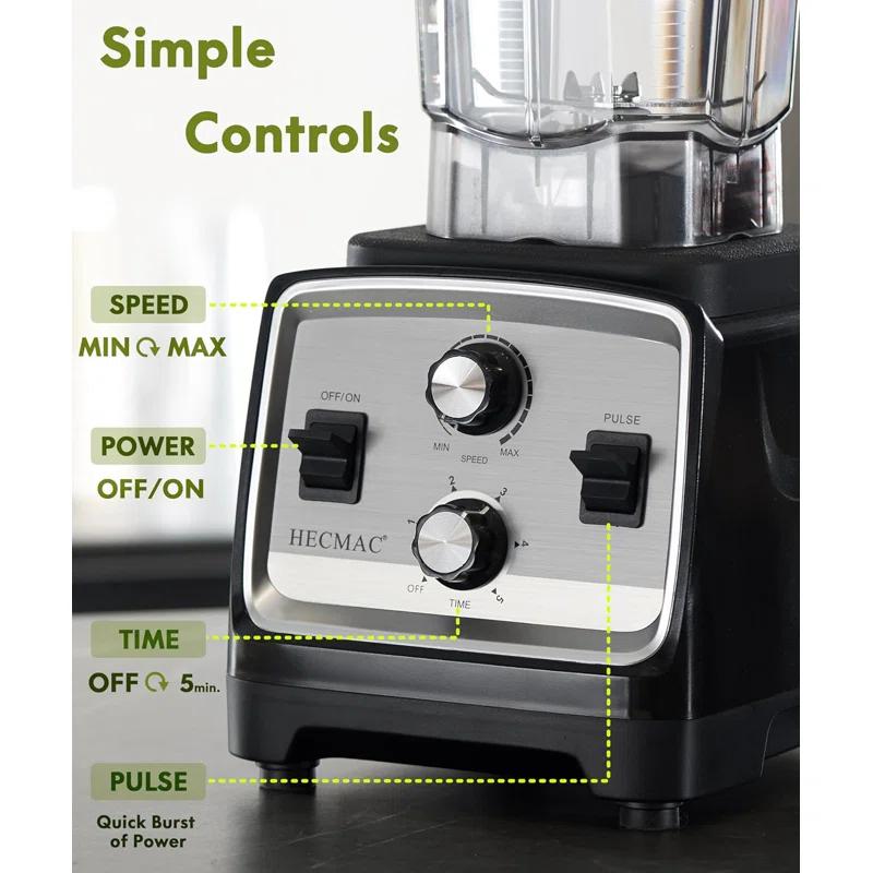 INKEDZ 3-Peak HP Blender - 2200W Max/1400W Rated, 68oz BPA-Free Pitcher, Easy to Use, Self-Clean, Tamper - Smoothies, Ice Crush, Frozen Drinks, Food Prep - Home & Commercial, 110V