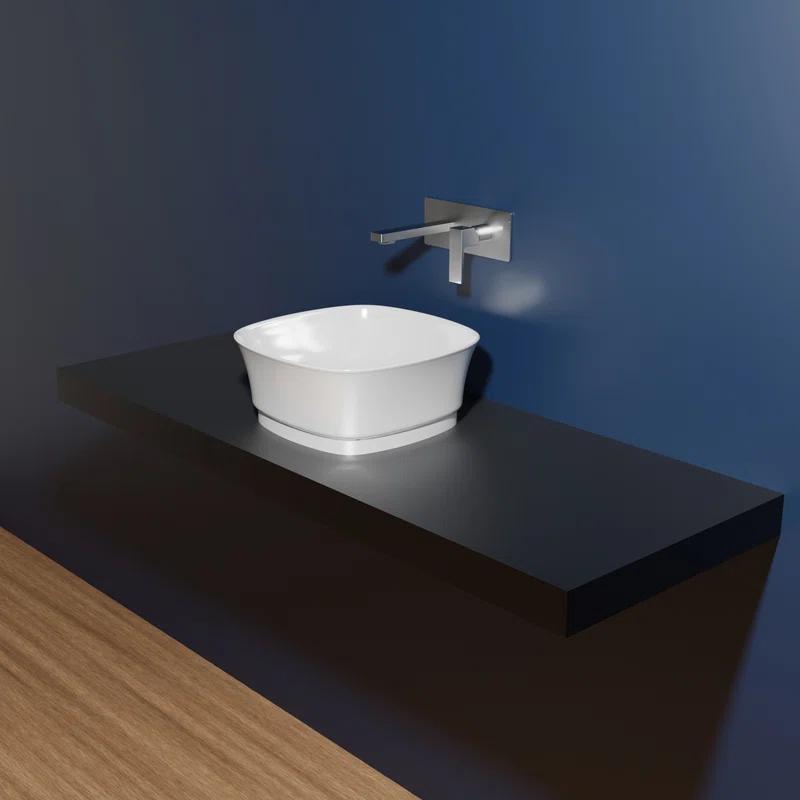 WS Bath Collections Mood 16.9'' Glossy White Ceramic Square Bathroom Sink