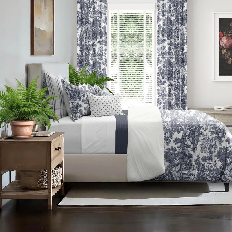 Au Village Toile Denim Cotton Comforter Set 8 Piece