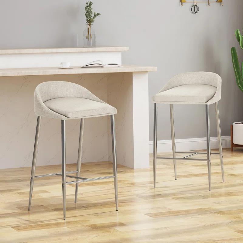 Ivy Bronx Modern&Simple Design Counter Stools Set of 2 – Upholstered Seats, Chrome-Finished Base for Kitchen Island or Breakfast Nook | Wayfair