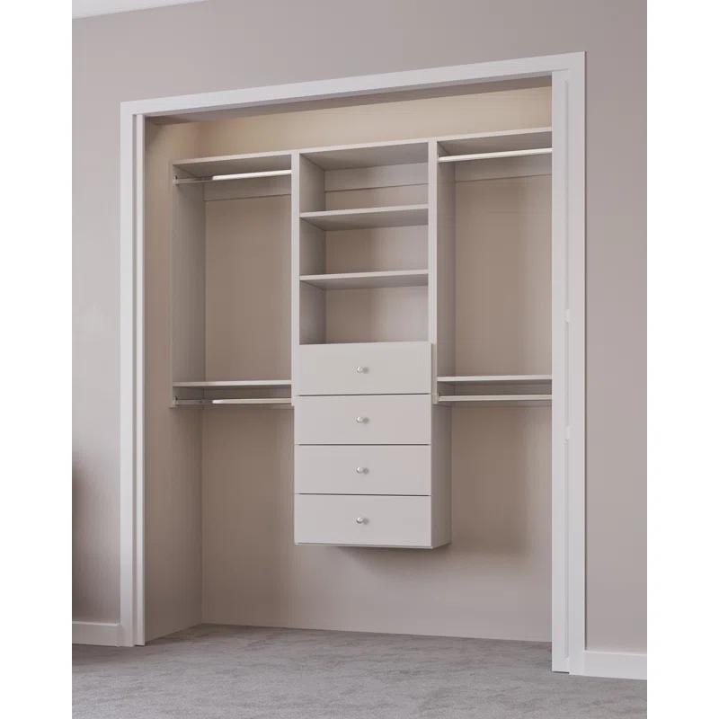 Modular Closets Modular Closets Closet System Walk-In Sets, 2 Double Hanging Unit with 4 Drawer Shelf Tower