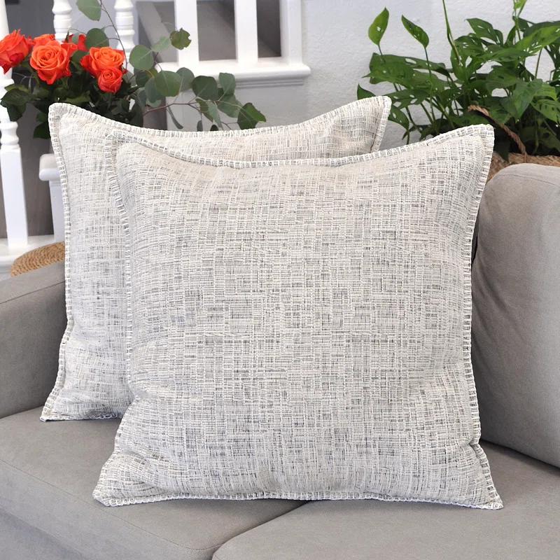 Oveesha Tassel Soft Chenille Throw Pillow Covers With Stitched Edge (Set of 2)