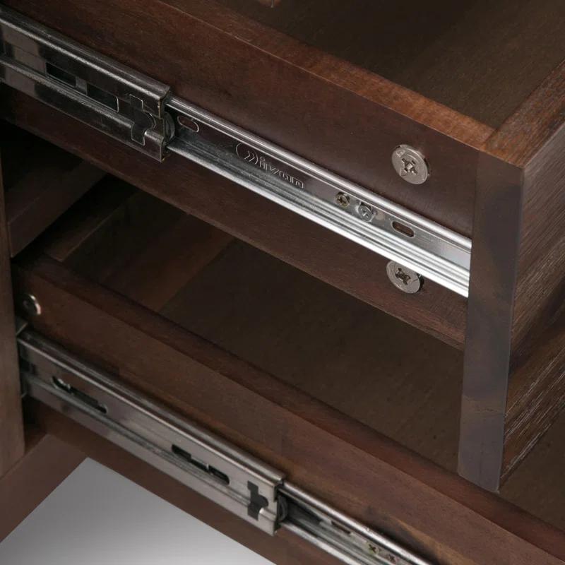 Simpli Home Lowry 60"W Solid Wood Modern Industrial 2-Door Sideboard Buffet with 3 Center Drawers