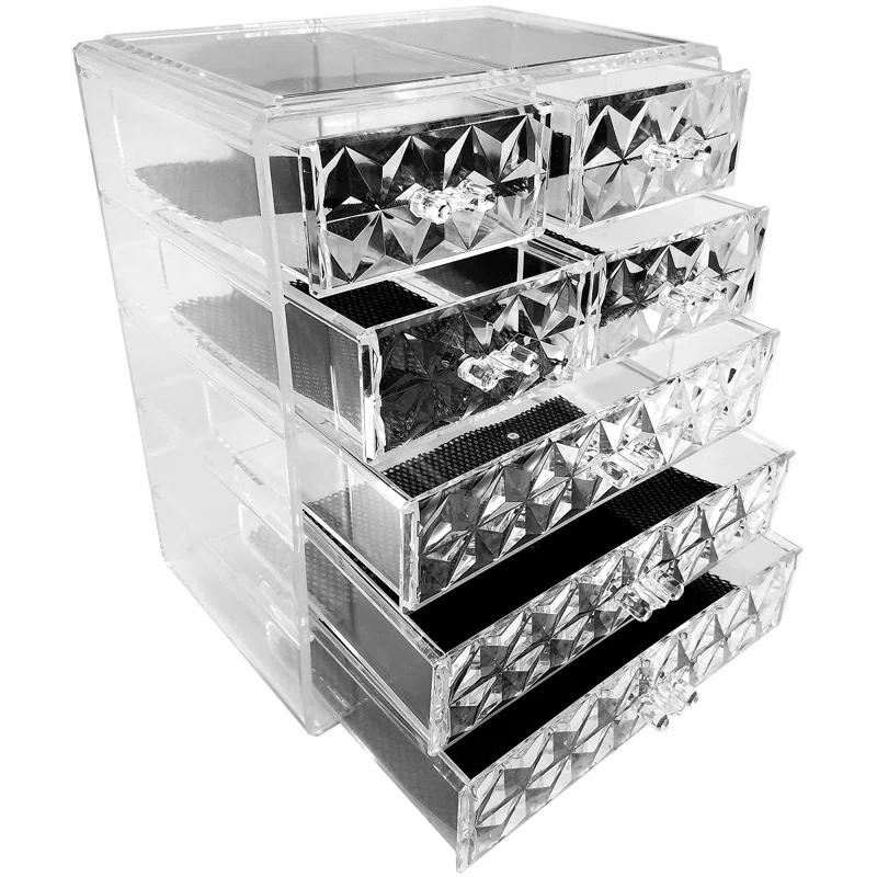 Sorbus Sorbus 7 Drawers Acrylic Makeup and Jewelry Cosmetics Organizer with Mesh Padding in Black