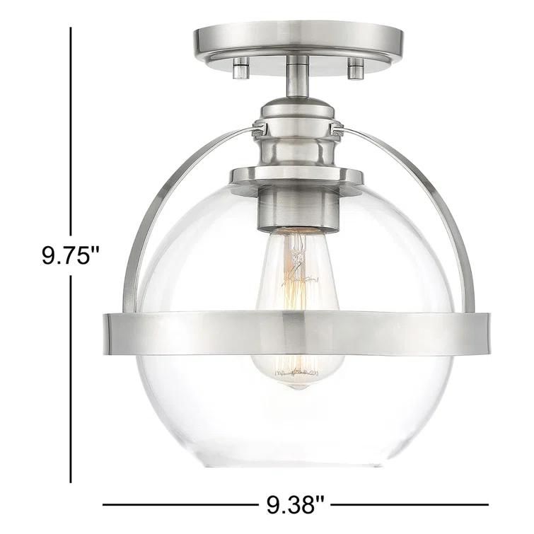 Greyleigh™ Longmeadow 1 - Light 9.38'' Simple Globe Semi Flush Mount in Satin Nickel