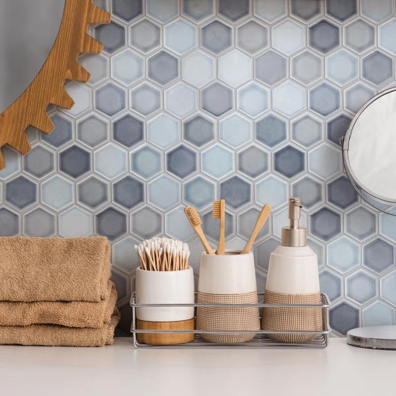 Merola Tile Hudson Due 2" Hex 10-7/8 " x 12-5/8 " Porcelain Mosaic Floor and Wall Tile