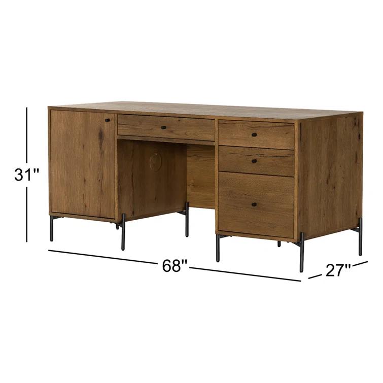 Amber Oak Resin Executive Desk with Drawer