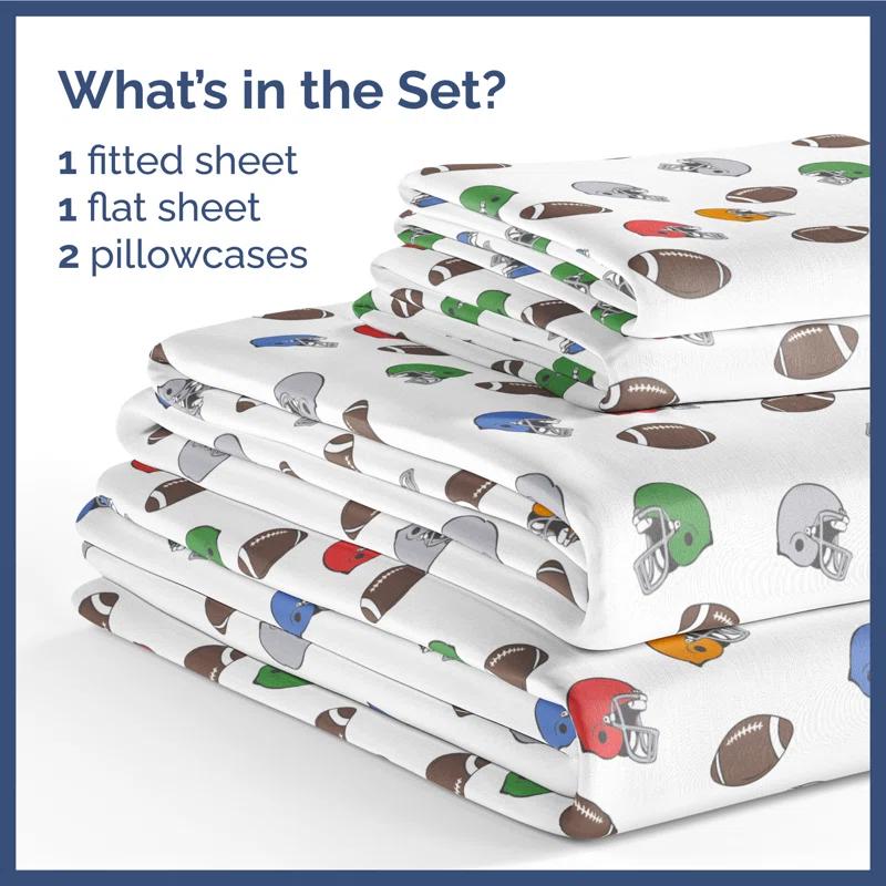 CGK Linens 4 Piece Kids Microfiber Sheet Set - Wrinkle Free - Cute, Cozy, Soft