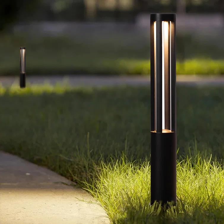 Gardenised Black Integrated LED Metal Bollard Light