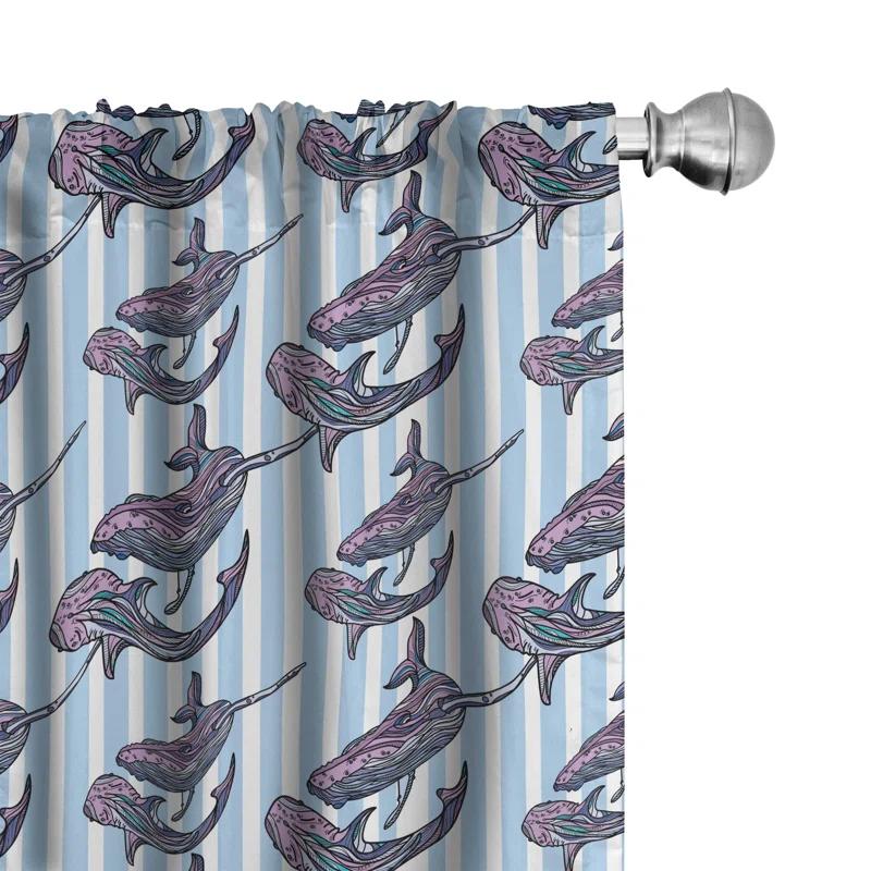 Ambesonne Whale Semi-Sheer Rod Pocket Curtain Panels | Wayfair