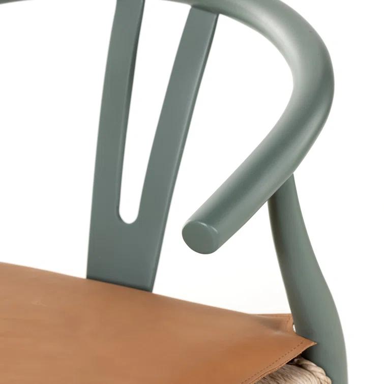 Ivory Natural Wood Wishbone Arm Chair