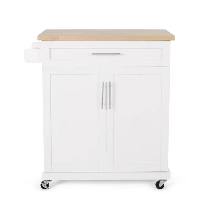 Red Barrel Studio® Modern Functional Kitchen Cart with Manufactured Wood Top,Storage Cart with Drawer