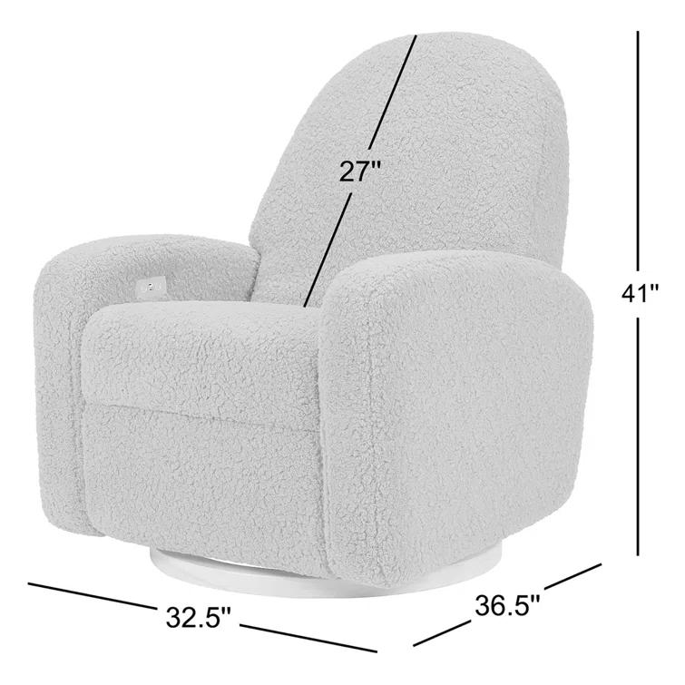 Nami Electronic Recliner and Swivel Glider Recliner in Shearling with USB port