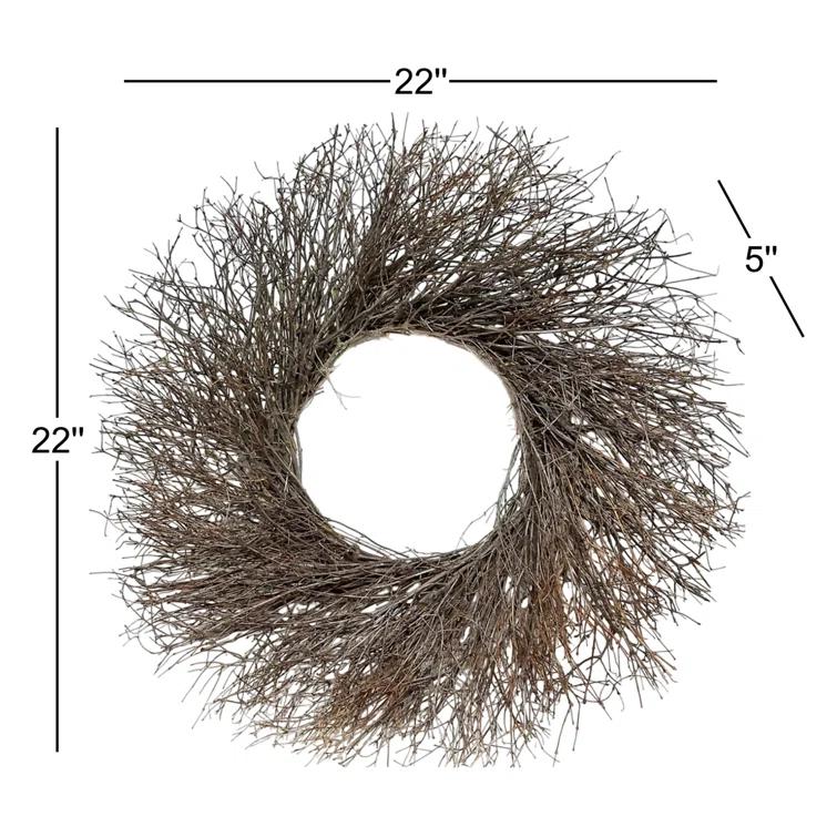 Dried Flowers and Wreaths LLC Dried Natural Quail Brush Twigs 22" Fall Wreath