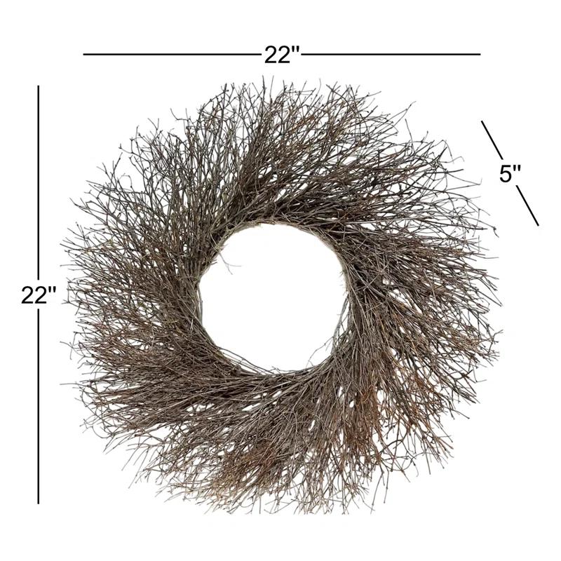 Dried Flowers and Wreaths LLC Dried Natural Quail Brush Twigs 22" Fall Wreath