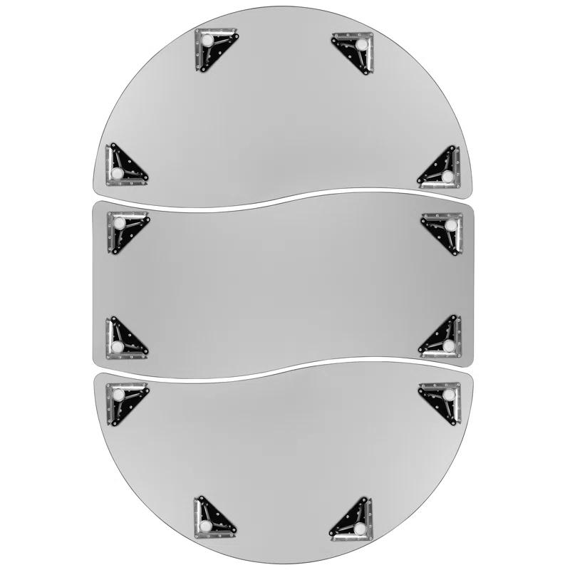 Flash Furniture Goddard 3 Piece 86" Oval Wave Flexible Thermal Laminate Activity Table Set with Height Adjustable Legs