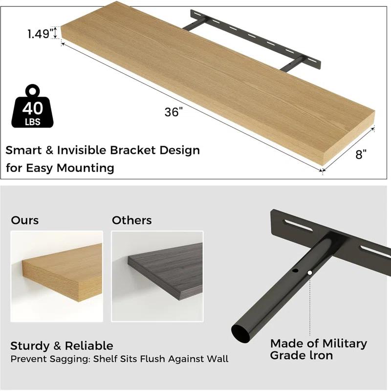 Hokku Designs Soeke 2 Piece Floating Shelf