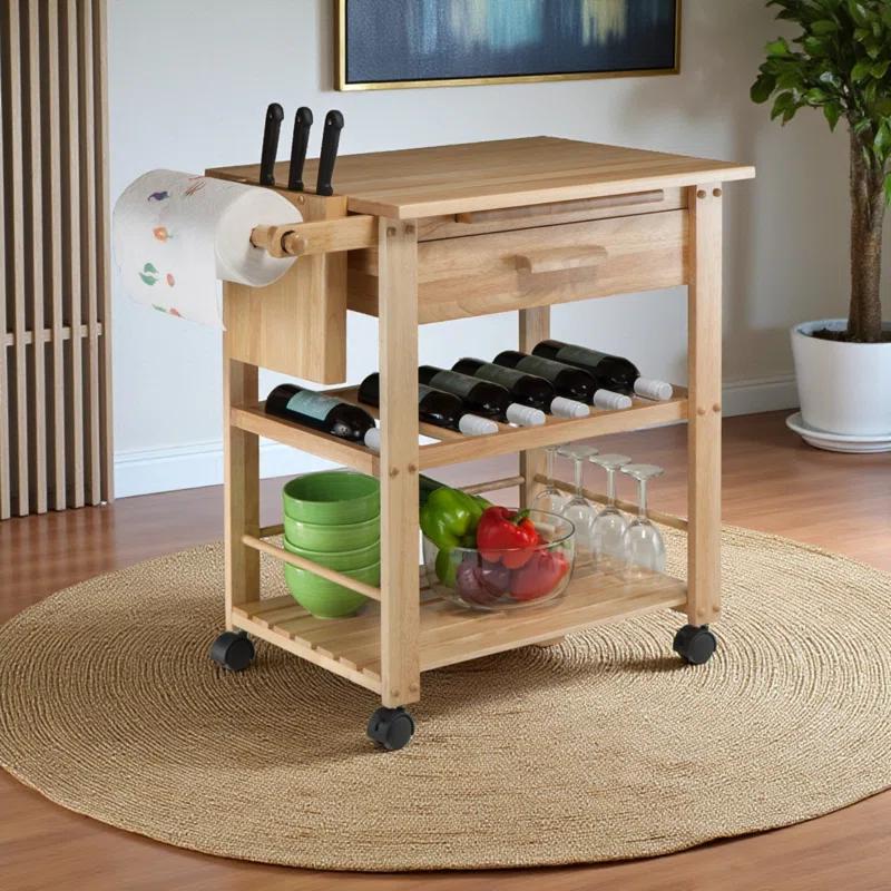 Millwood Pines Schulenburg Wood Kitchen Cart