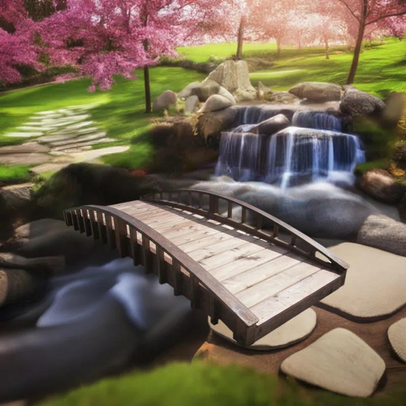 Sams Gazebos Crescent Japanese Garden Bridge 8 ft.
