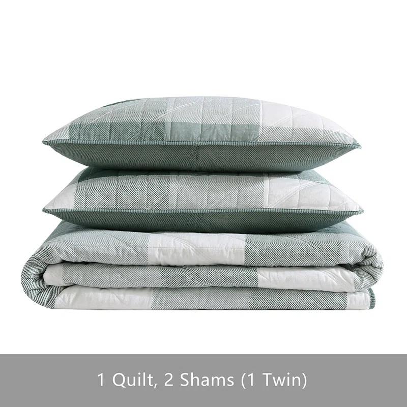 Eddie Bauer Eddie Bauer Boulder Plaid Cotton Green Quilt Set