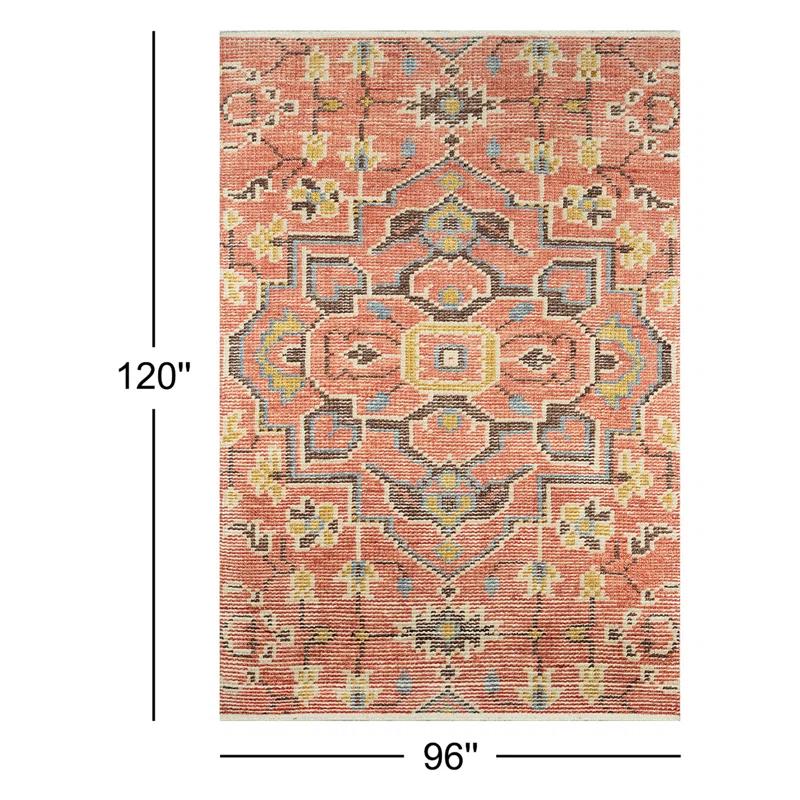 Reese Oriental Hand-Knotted Cotton Red/Dark Brown/Gold Area Rug