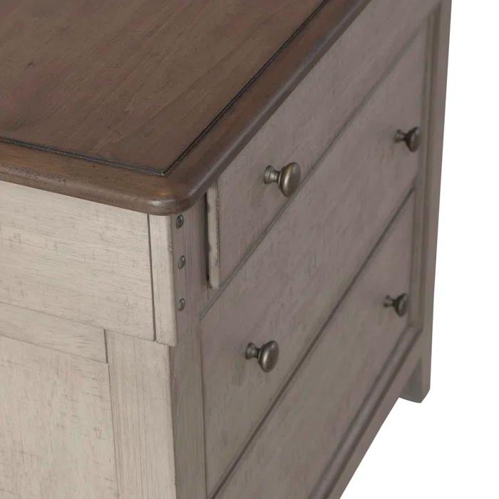Dynoson Ivy Hollow 3 Drawer Bedside Night Stand With Charging Station