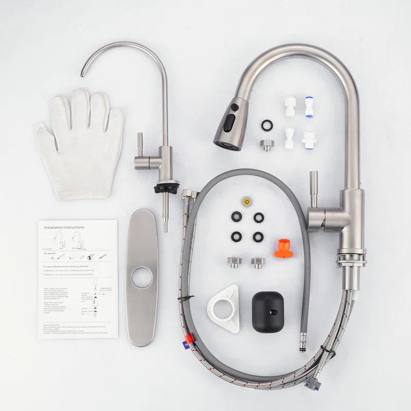 ARCORA ARCORA Stainless Steel Pull-Down Kitchen Faucet and Water Filter Faucet Combo AR7100301-L