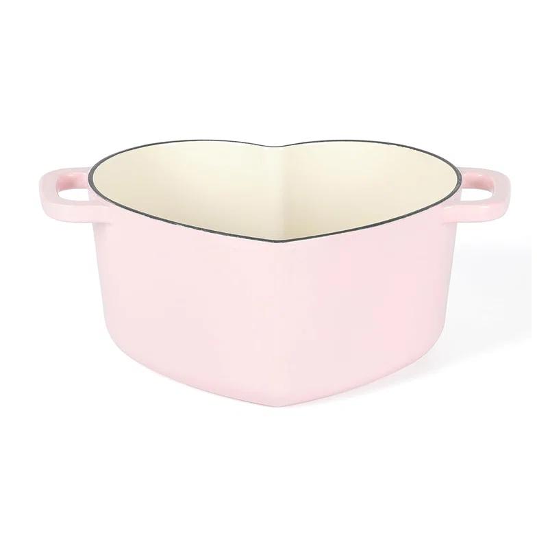 Martha Stewart Martha Stewart Heart Shape 2 QT Enamel Cast Iron Dutch Oven - Pink