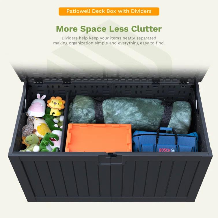 Patiowell 230 Gallons Water Resistant Resin Lockable Deck Box