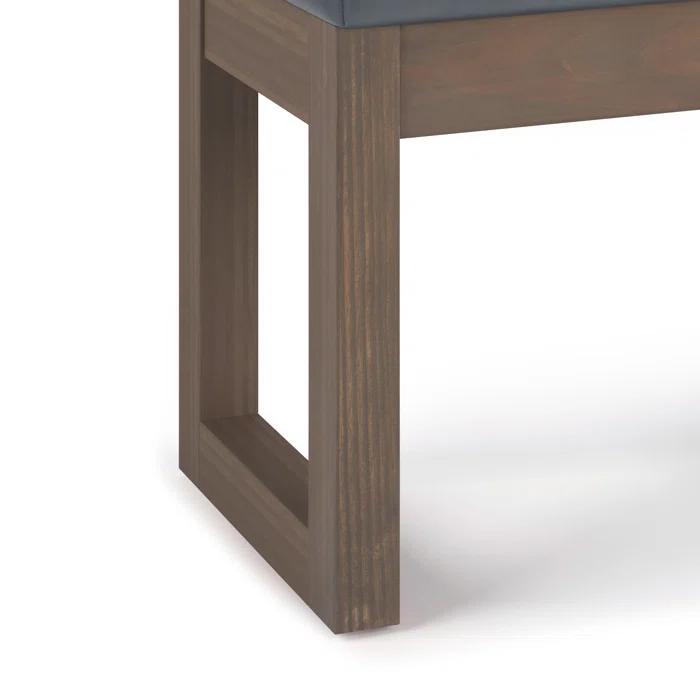 Simpli Home Milltown Ottoman Bench with Upholstered Seat and Solid Wood Frame