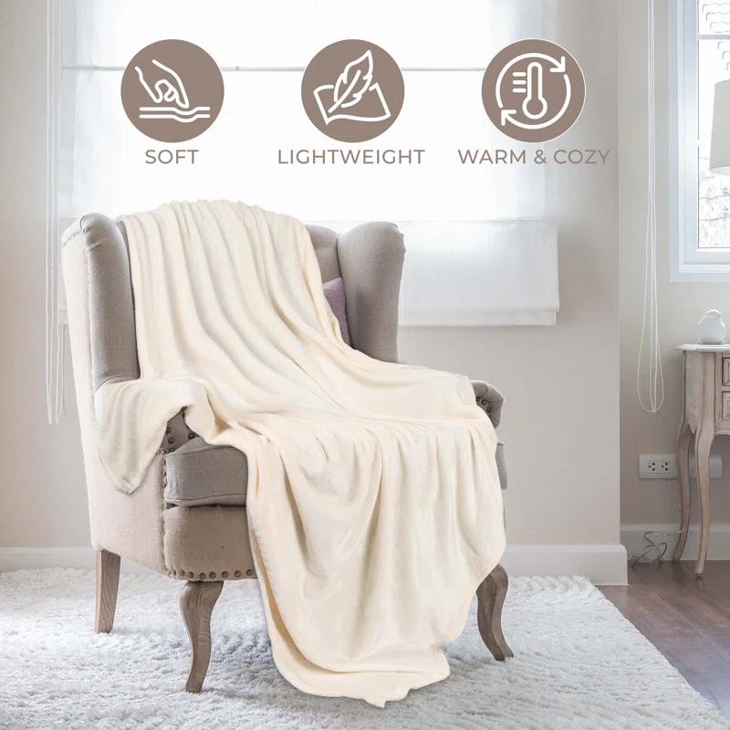 Superior Superior Polka Dots or Solid Fleece Plush Blanket Medium Weight Fluffy Soft Decorative Bedding