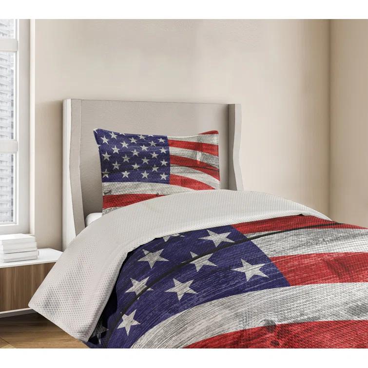 Ambesonne Farmhouse / Country Striped Coverlet Set