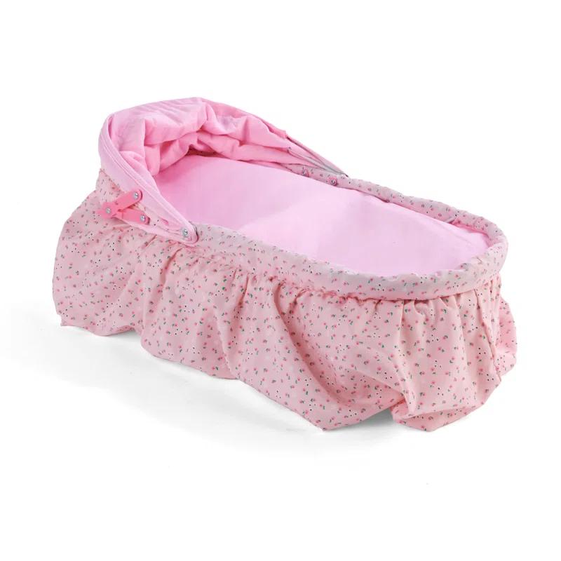 Badger Basket Folding Doll Cradle with Rosebud Fabric