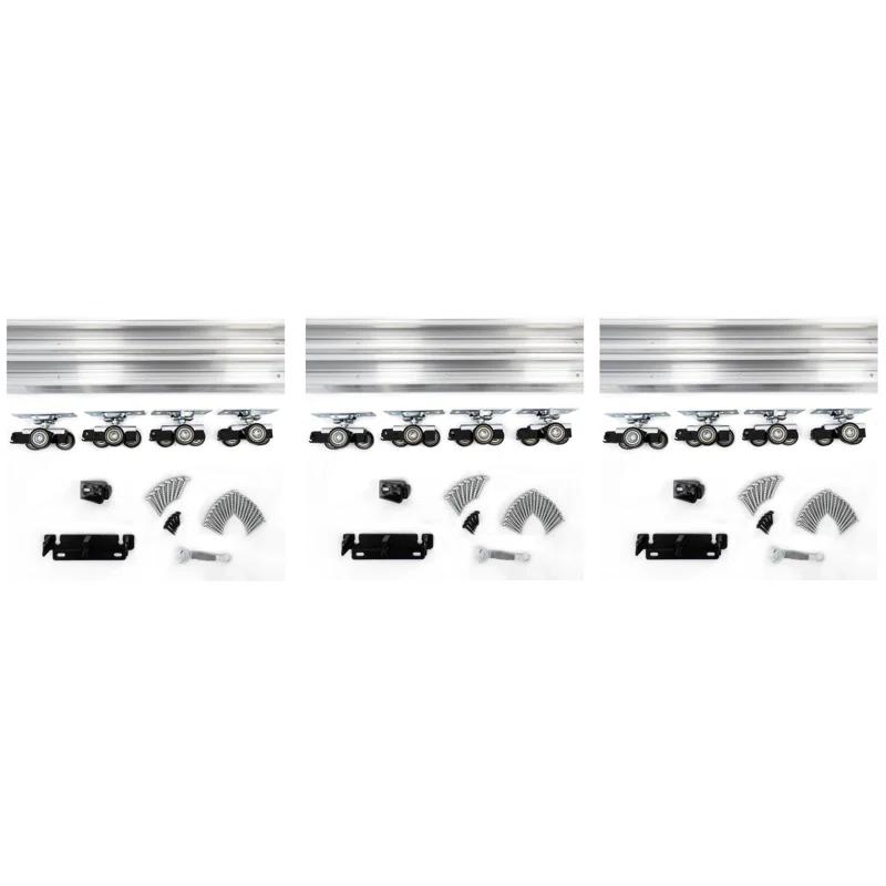 Villar Home Designs 3 Pack Heavy Duty Sliding Bypass Door Hardware KIT Set 72 Inch for Bypass Doors