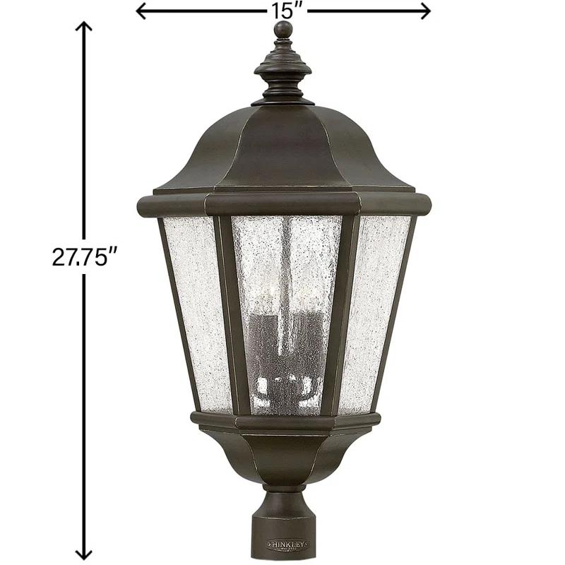 Edgewater 27.75-Inch Oil Rubbed Bronze Outdoor Lantern with Clear Seedy Glass