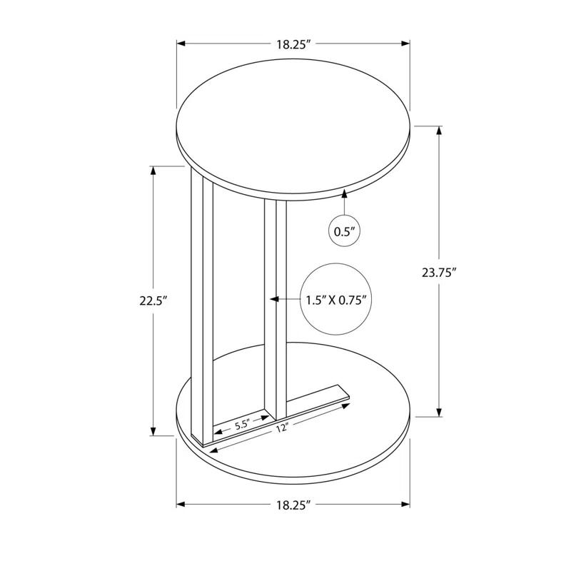 17 Stories Accent Table, Side, Round, End, Nightstand, Lamp, Living Room, Bedroom, White Marble Look Laminate, Black Metal, Contemporary, Modern