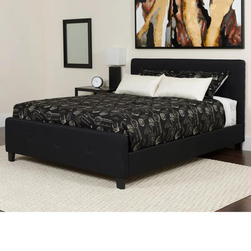 Lark Manor™ Aluino Button Tufted Upholstered Platform Bed with Pocket Spring Mattress
