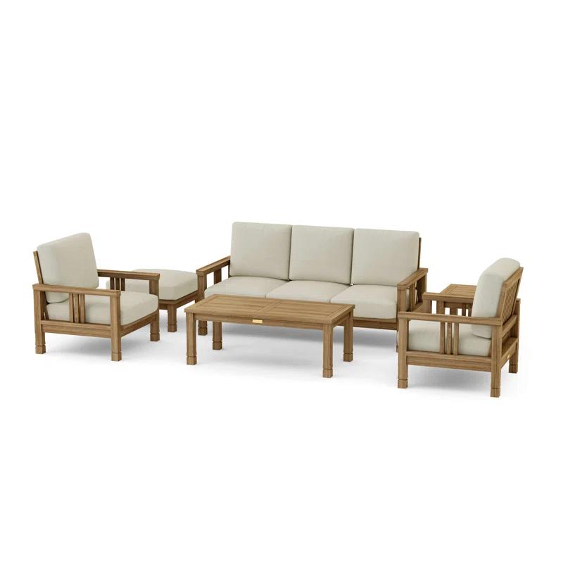 Anderson Teak South Bay Teak 5 - Person Patio Conversation Sets with Sunbrella® Cushions
