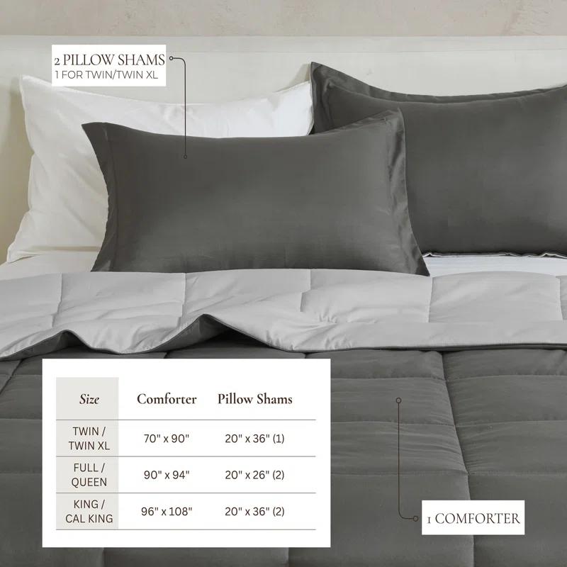 FreshFolds Reversible Microfiber Comforter Set with Shams