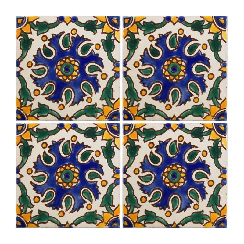 Casablanca Market Mediterranean 4'' x 4'' Hand Painted Ceramic Decorative Accent Tile