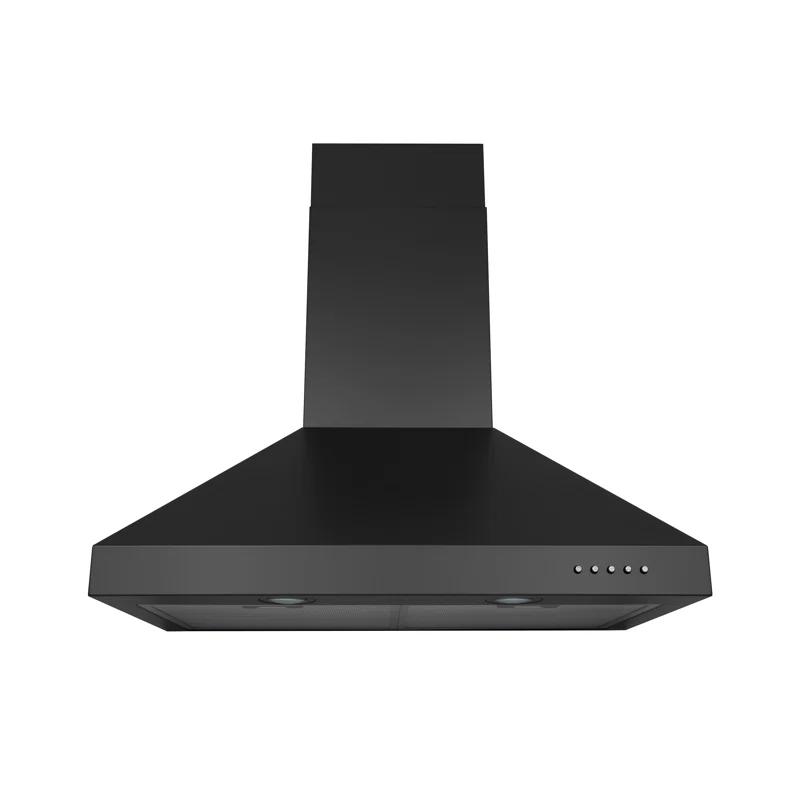 Hauslane Hauslane Wall Mount Range Hood 30 Inch | Wall Chimney | 6” Duct/Ductless Convertible, Strong Suction, Six-layer Aluminum Filters, Changeable LED Lamps, Stove Kitchen Vent Hood WM-530BLK-30B