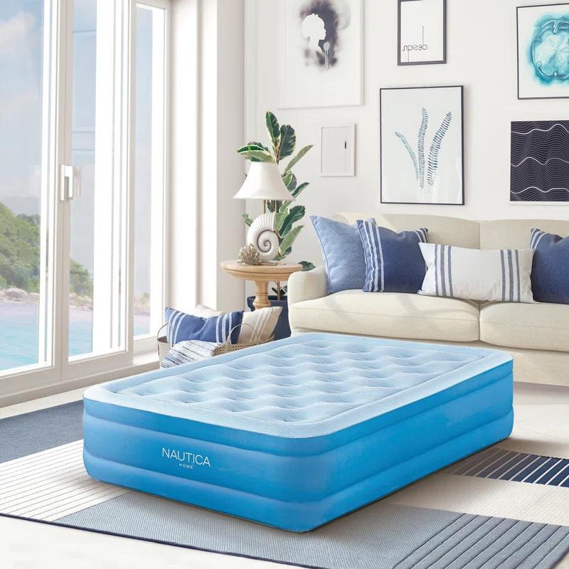 Nautica Nautica SupportAire Inflatable Air Mattress with Anti-Leak Built-in Pump, Puncture Resistant Vinyl