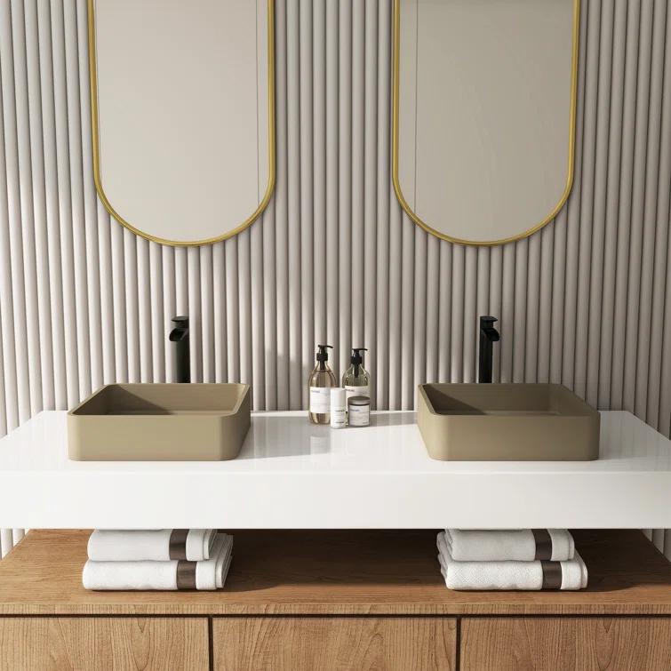 CASAINC CASAINC Maple 15.35'' Concrete Square Bathroom Sink CA-VS1020-TC