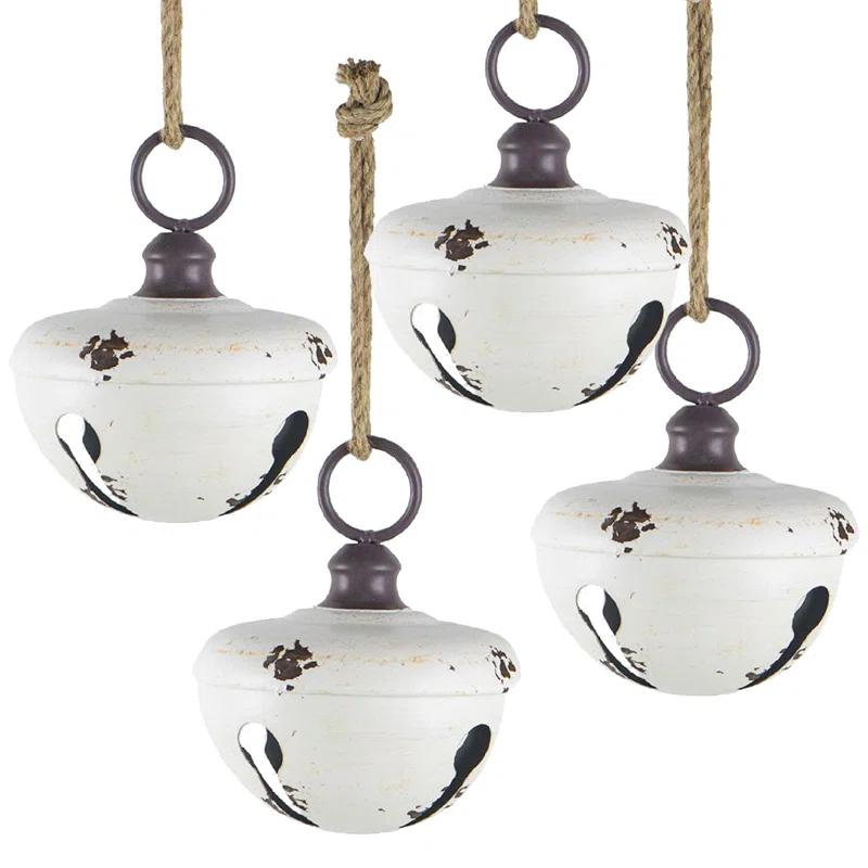 A&B Home Farmhouse Bell Ornament Set of 4 8.5"Dia. x 10" White (Set of 4)